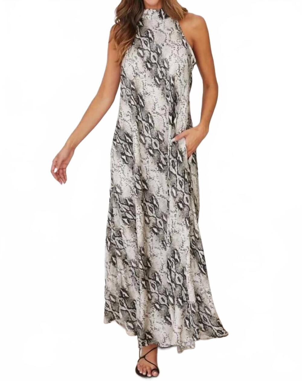 NEW MILIO MILANO mockneck maxi dress in beige
